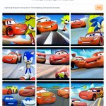 Lightning McQueen racing Sonic The Hedgehog and Speedy Gonzales