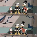 Scrooge Mcduck comforting Donald