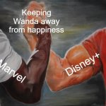 MCU VS Wanda | Keeping Wanda away from happiness Marvel Disney+ | image tagged in memes,epic handshake | made w/ Imgflip meme maker