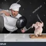 chef fighting chicken