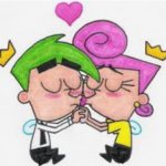 Cosmo and wanda kisses each other