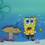 SpongeBob running from the inevitable meme