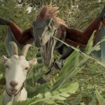 goat being eaten by dino meme version 2