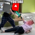 Alpharad hitting purplecliffe with a chair | YOUTUBE; SIMPS | image tagged in alpharad hitting purplecliffe with a chair | made w/ Imgflip meme maker