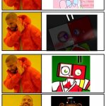 har har har har har hor hor hor har har | Numberblocks Anthro | image tagged in drake hotline bling 4 pannel | made w/ Imgflip meme maker