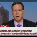 cnn breaking news template | all people can take part to arbitrum odyssey by the easiest way (mobile imtoken wallet) | image tagged in cnn breaking news template | made w/ Imgflip meme maker