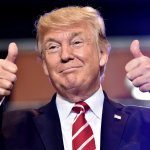 Trump thumbs up smiling goofy winning