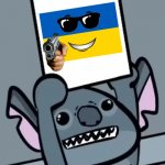 Stitch Holding A Picture Of A Ukraine Flag Pointing A Gun At You | image tagged in stitch holding up paper | made w/ Imgflip meme maker