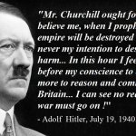 HITLER WAS A MAN OF PEACE, NOT CHURCHILL