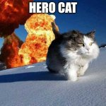 Hero kitty | HERO CAT | image tagged in action hero cat | made w/ Imgflip meme maker