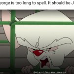 Joj | George is too long to spell. It should be Joj; @wierd_banana_memes | image tagged in angry brain | made w/ Imgflip meme maker