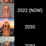 Mr incredible becoming futuristic very extended (The year you travelled) | You travel to:; 25000 BC; 5000 BC; 1; 536; 1200; 1914; 1972; 1984; 2022 (NOW); 2030; 2050; 2100; 2200; 3000; 16384; 128000; 71587528793795589 | image tagged in mr incredible becoming futuristic,future,past to future,past | made w/ Imgflip meme maker