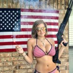 Sexy woman bikini gun USA America flag