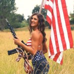 Patriotic Woman Sexy USA Bikini gun flag America template