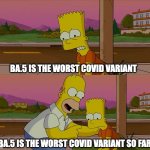 The pandemic is over, right? | BA.5 IS THE WORST COVID VARIANT; BA.5 IS THE WORST COVID VARIANT SO FAR | image tagged in worst day of my life | made w/ Imgflip meme maker
