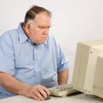 Old man angry computer elderly