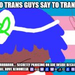 HOW TRANSGENDER WORKS | WHAT DO TRANS GUYS SAY TO TRANS GIRLS; URRRRRRRR.... SECRETLY PANICING ON XHE INSIDE BECAUSE SHES SO SPECIAL. XOVE XENOMELIA 🔯✡✡🕎♿🕎✡🦽☪♿🔯✡🕎🔯✡🕎✡ | image tagged in lgbtq | made w/ Imgflip meme maker