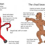 The virgin Satan vs. The Chad Beaver meme