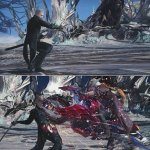 Devil May Cry 5 Dante attacking Vergil