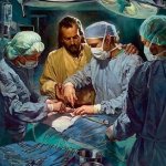 Jesus watching surgery