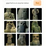 Gigachad as an Assyrian statue meme