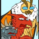 Mothra, Rodan, and Angirus freaked out
