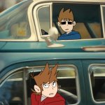 Tom and Tord spotting each other in cars