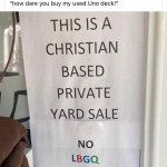 Homophobic yard sale meme