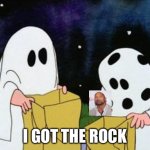 A simple rock | I GOT THE ROCK | image tagged in memes,peanuts,dwayne johnson | made w/ Imgflip meme maker
