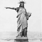Statue of Liberty says if you don't like America leave! meme