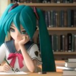 schoolgirl miku writing