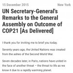 2015 UN Statement on Climate Change
