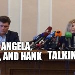 Can someone explain to me how Talking Ben became a meme? | TOM, ANGELA, GINGER, AND HANK TALKING BEN | image tagged in man and woman microphone,talking ben,talking tom,talking angela,talking ginger,talking hank | made w/ Imgflip meme maker
