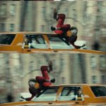 Joker getting hit by three taxis