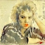 Kim Wilde black & white AI art