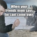 Boo womp bro boo womp | When your friends mom says he cant come over | image tagged in sad guy beach | made w/ Imgflip meme maker