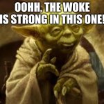 yoda | OOHH, THE WOKE IS STRONG IN THIS ONE! | image tagged in yoda | made w/ Imgflip meme maker