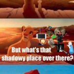 Simba Shadowy Place Meme | THIS IS THE IMGFLIP COMMUNITY 6 YEAR OLDS, DON'T JOIN THEM, EVER | image tagged in memes,simba shadowy place | made w/ Imgflip meme maker