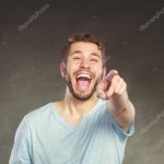 Stock man laughing and pointing