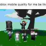 sorry if this is a repost i havent been online for a while i dont know alot of stuff here anymore | roblox mobile quality for me be like: | image tagged in /e dance3 | made w/ Imgflip meme maker