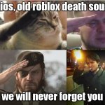 rip ;c | adios, old roblox death sound; we will never forget you | image tagged in sad salute,roblox meme | made w/ Imgflip meme maker