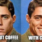 Chico Buarque Não e Sim | WITH COFFEE; WITHOUT COFFEE | image tagged in chico buarque n o e sim | made w/ Imgflip meme maker