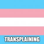 When someone tries to explain their way out of utter nonsense | TRANSPLAINING | image tagged in trans flag | made w/ Imgflip meme maker