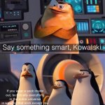 Kowalski is smrt | If you wear a sock inside out, technically everything in the entire universe is wearing that sock except you | image tagged in say something smart kowalski,smrt,philosophy | made w/ Imgflip meme maker