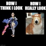 Blank | HOW I THINK I LOOK HOW I REALLY LOOK | image tagged in blank | made w/ Imgflip meme maker