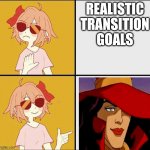 Realistic goals are for losers | REALISTIC TRANSITION GOALS | image tagged in trans mtf drake meme | made w/ Imgflip meme maker