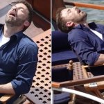 Ben Affleck sleeping on a boat