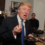 Trump eats steak with ketchup