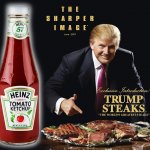 Trump eats steak with ketchup