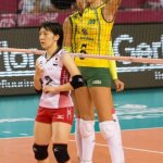 Short and tall volleyball players